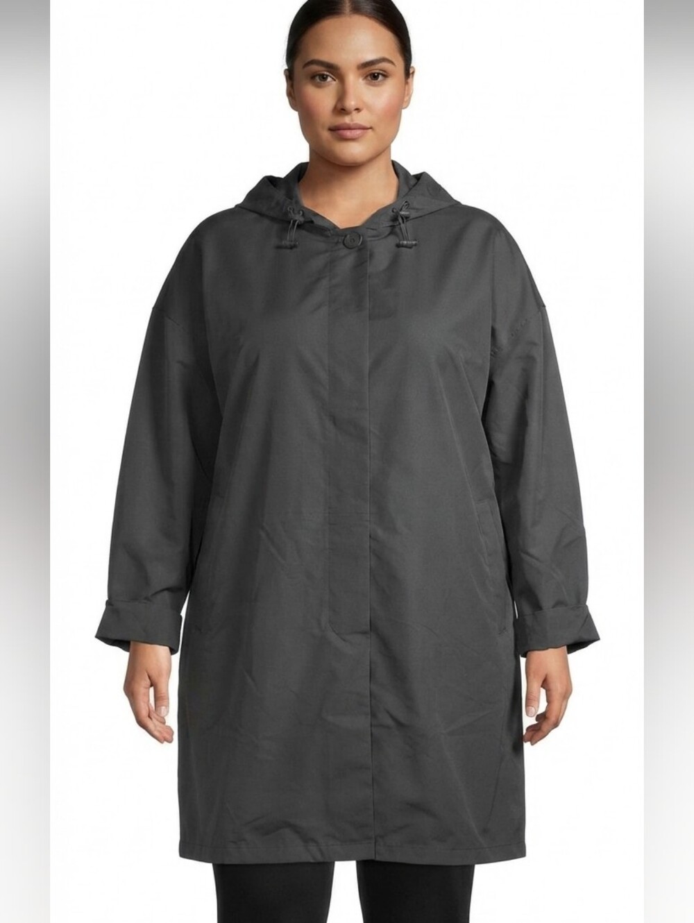 NWT Ava & Viv Knee-length Hooded Rain Jacket
